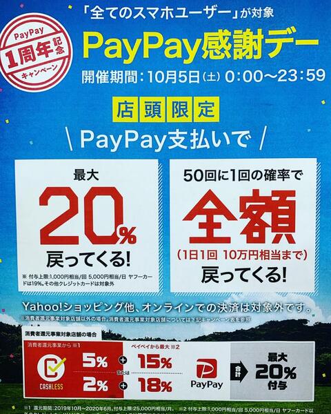 PayPay感謝デー10/5限定でやるよ!